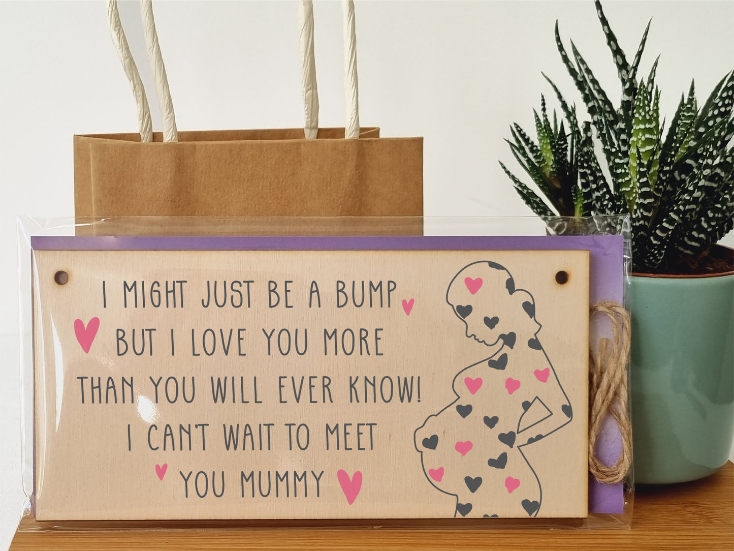 Handmade Wooden Hanging Wall Plaque Bump Can't Wait to Meet You Mummy Gift Sign Pregnant 1st Mother's Day