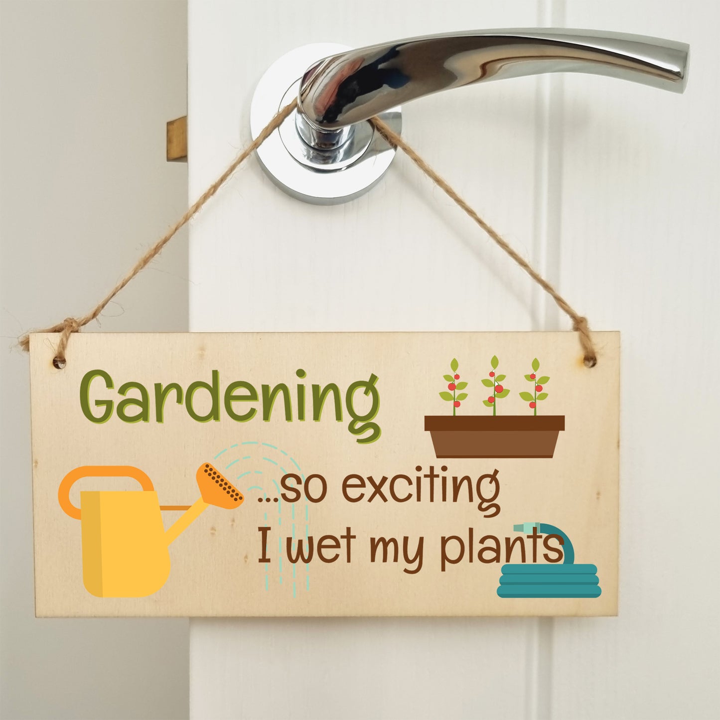 Handmade Wooden Hanging Wall Plaque Gardening So Exciting I Wet my Plants Joke Rude Sign for Gardeners