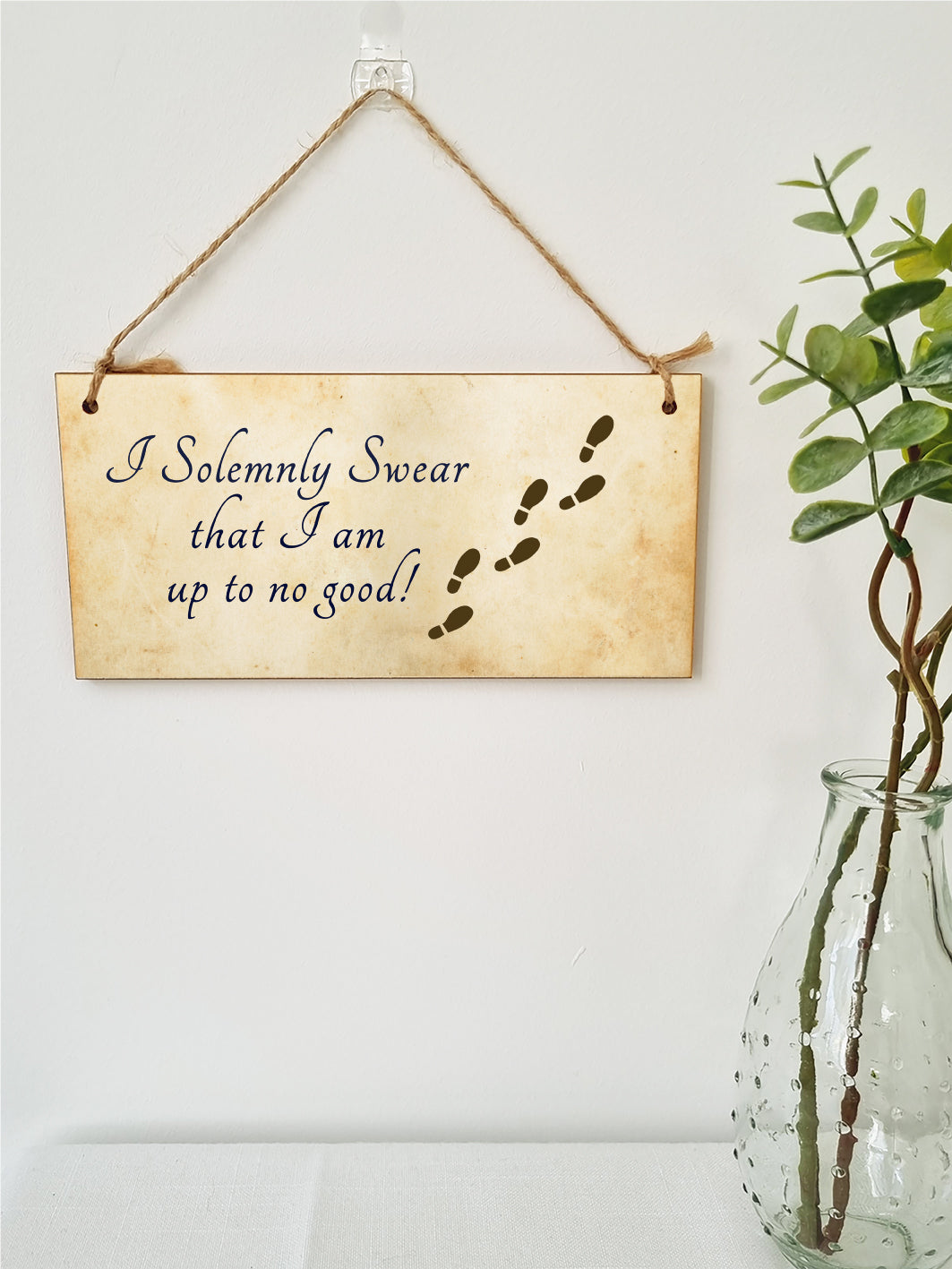 Handmade Wooden Hanging Wall Plaque I Solemnly Swear Up to No Good Fun Sign the Wizarding World