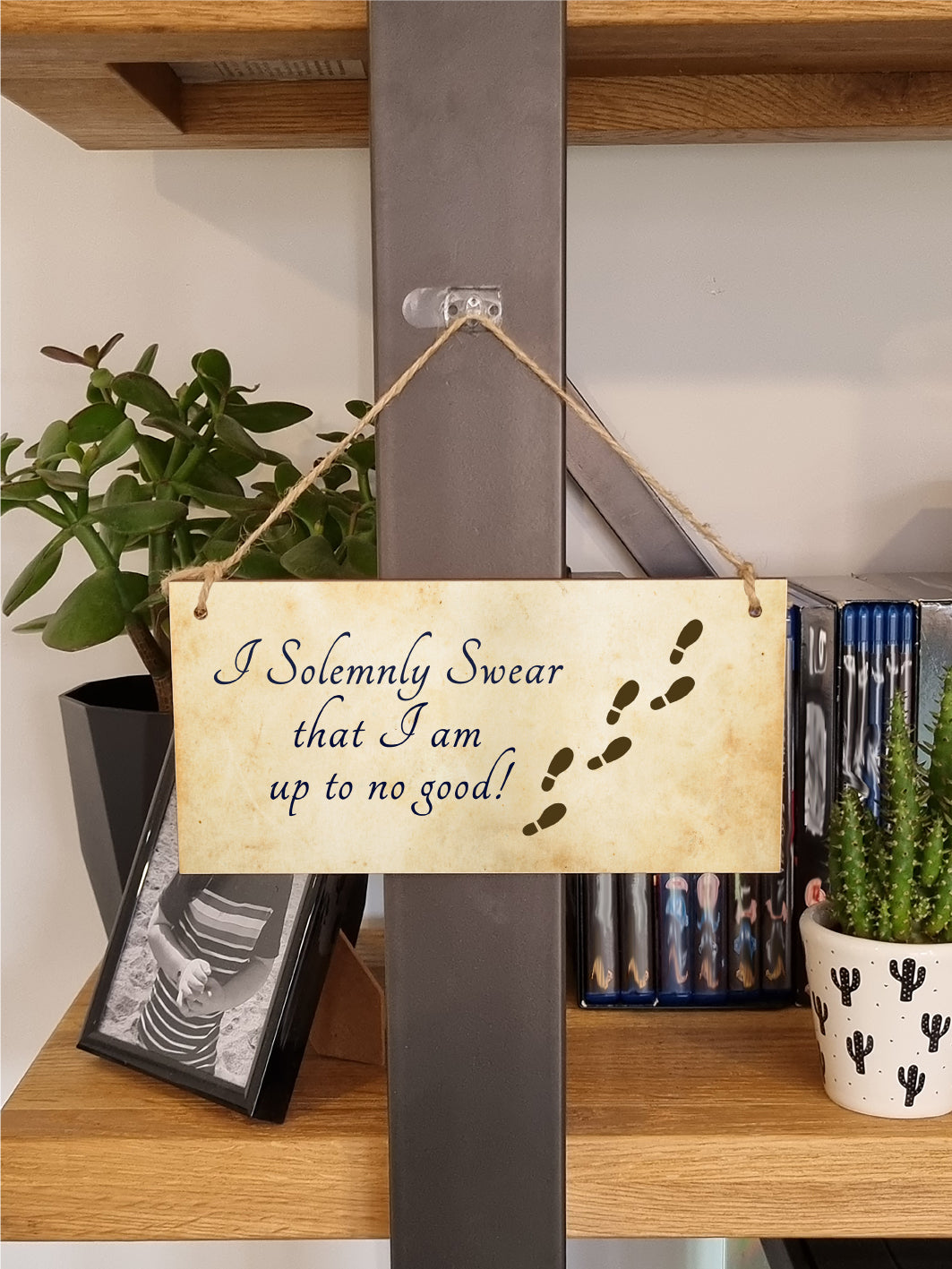 Handmade Wooden Hanging Wall Plaque I Solemnly Swear Up to No Good Fun Sign the Wizarding World