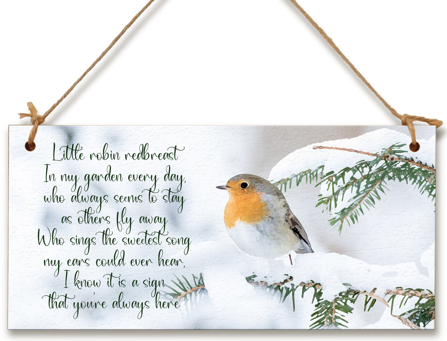 Robin Redbreast Always Here Remember Loved Ones Sympathy Remembrance Decorative Sign Handmade Wooden Hanging Wall Plaque Gift