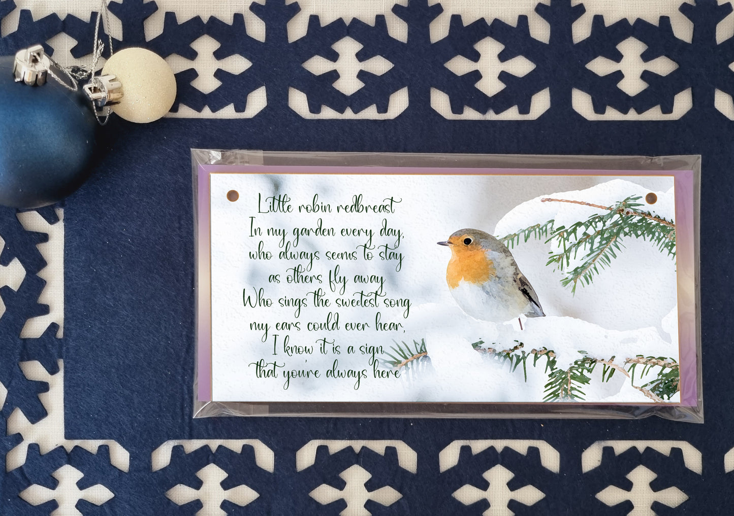 Robin Redbreast Always Here Remember Loved Ones Sympathy Remembrance Decorative Sign Handmade Wooden Hanging Wall Plaque Gift