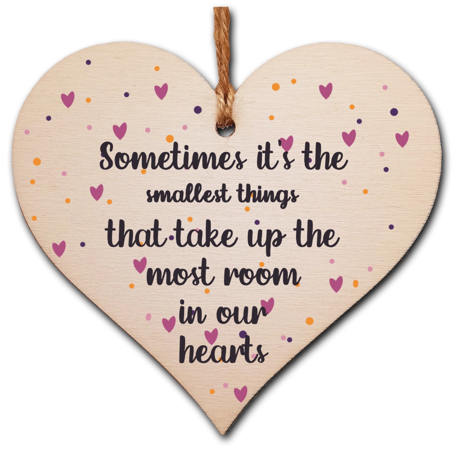 Handmade Wooden Hanging Heart Plaque Gift Smallest Things Most Room Hearts Thoughtful Friendship Family Wall Hanger Card Alternative