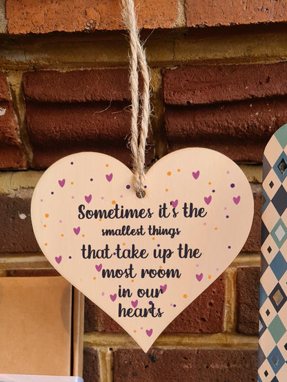 Handmade Wooden Hanging Heart Plaque Gift Smallest Things Most Room Hearts Thoughtful Friendship Family Wall Hanger Card Alternative