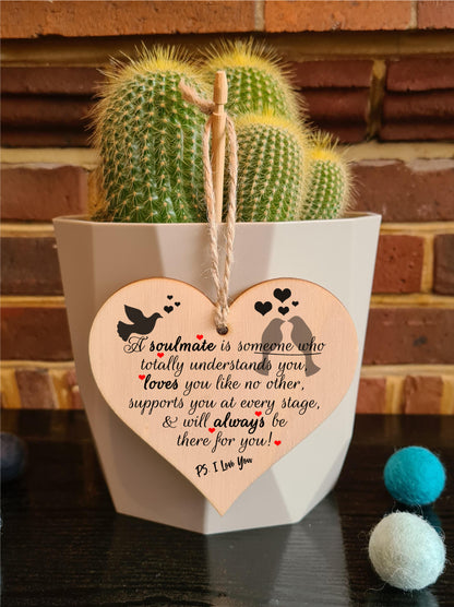 Handmade Wooden Hanging Heart Plaque Gift perfect for your Boyfriend or Girlfriend Romantic Keepsake