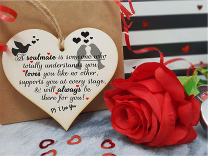 Handmade Wooden Hanging Heart Plaque Gift perfect for your Boyfriend or Girlfriend Romantic Keepsake