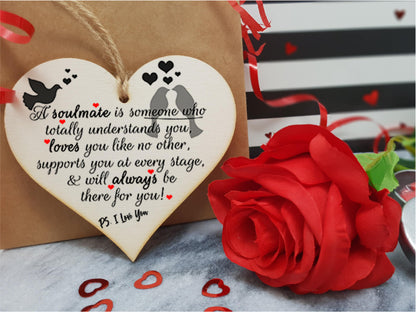 Handmade Wooden Hanging Heart Plaque Gift perfect for your Boyfriend or Girlfriend Romantic Keepsake