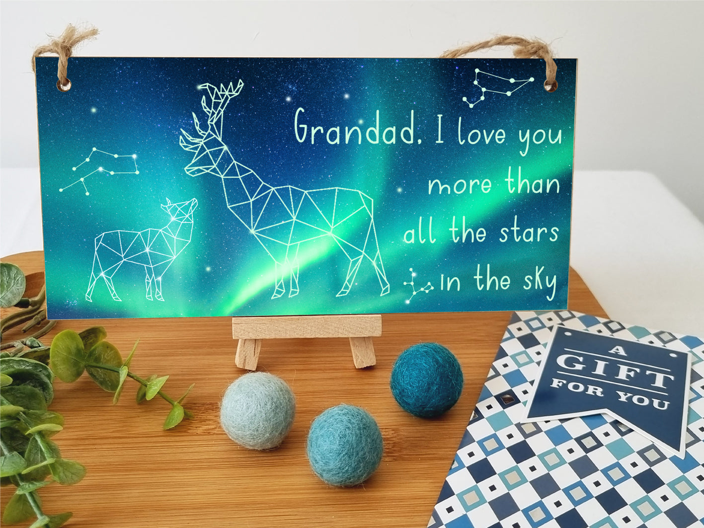 Handmade Wooden Hanging Wall Plaque Grandad Love You More than All the Stars Sentimental Gift Father's Day Man Cave