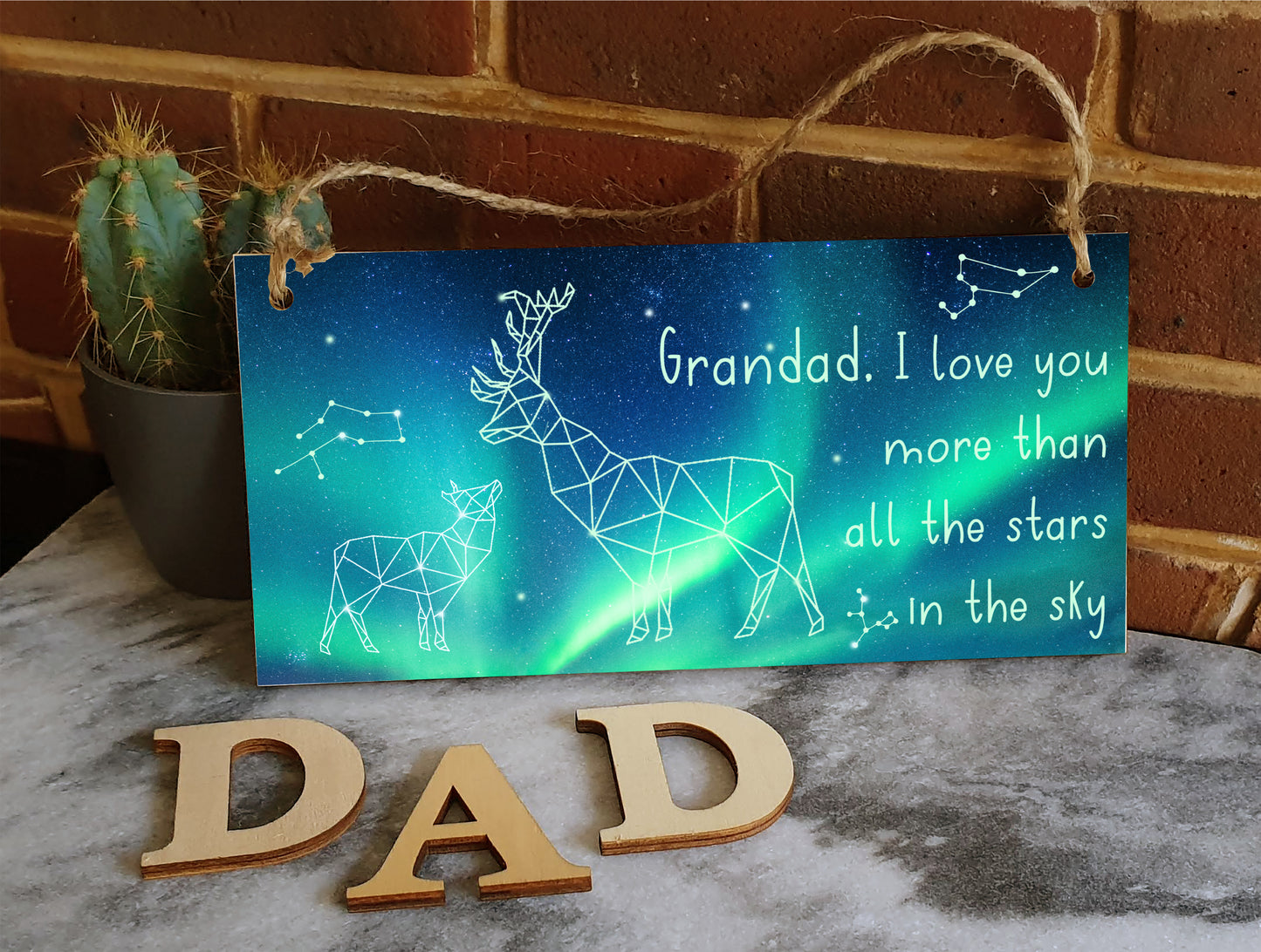 Handmade Wooden Hanging Wall Plaque Grandad Love You More than All the Stars Sentimental Gift Father's Day Man Cave