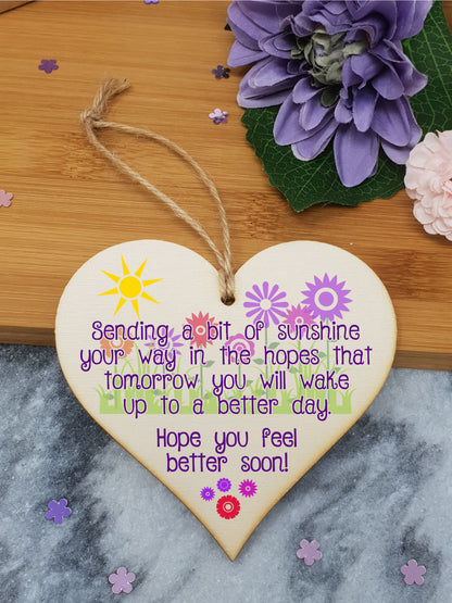 Handmade Wooden Hanging Heart Plaque Gift Get Well Soon Sympathy Keepsake Card Alternative