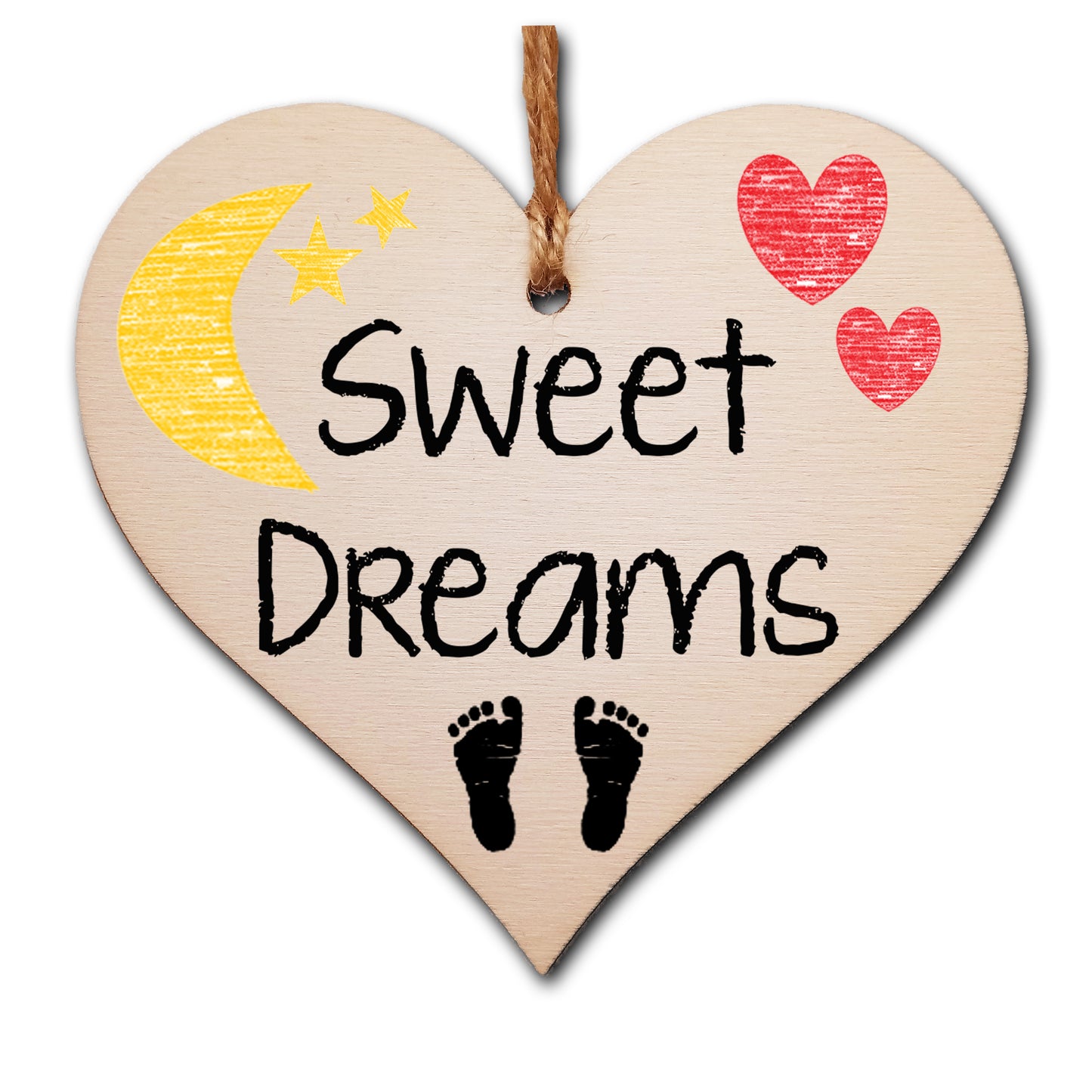 Handmade Wooden Hanging Heart Plaque Gift Sweet Dreams new baby present nursery wall decoration for new parents