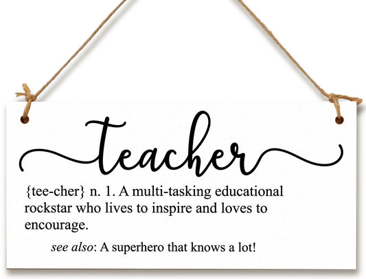 Teacher Education Rockstar Dictionary Fun Handmade Wooden Hanging Wall Plaque Gift Teacher Teaching Assistant End of Term