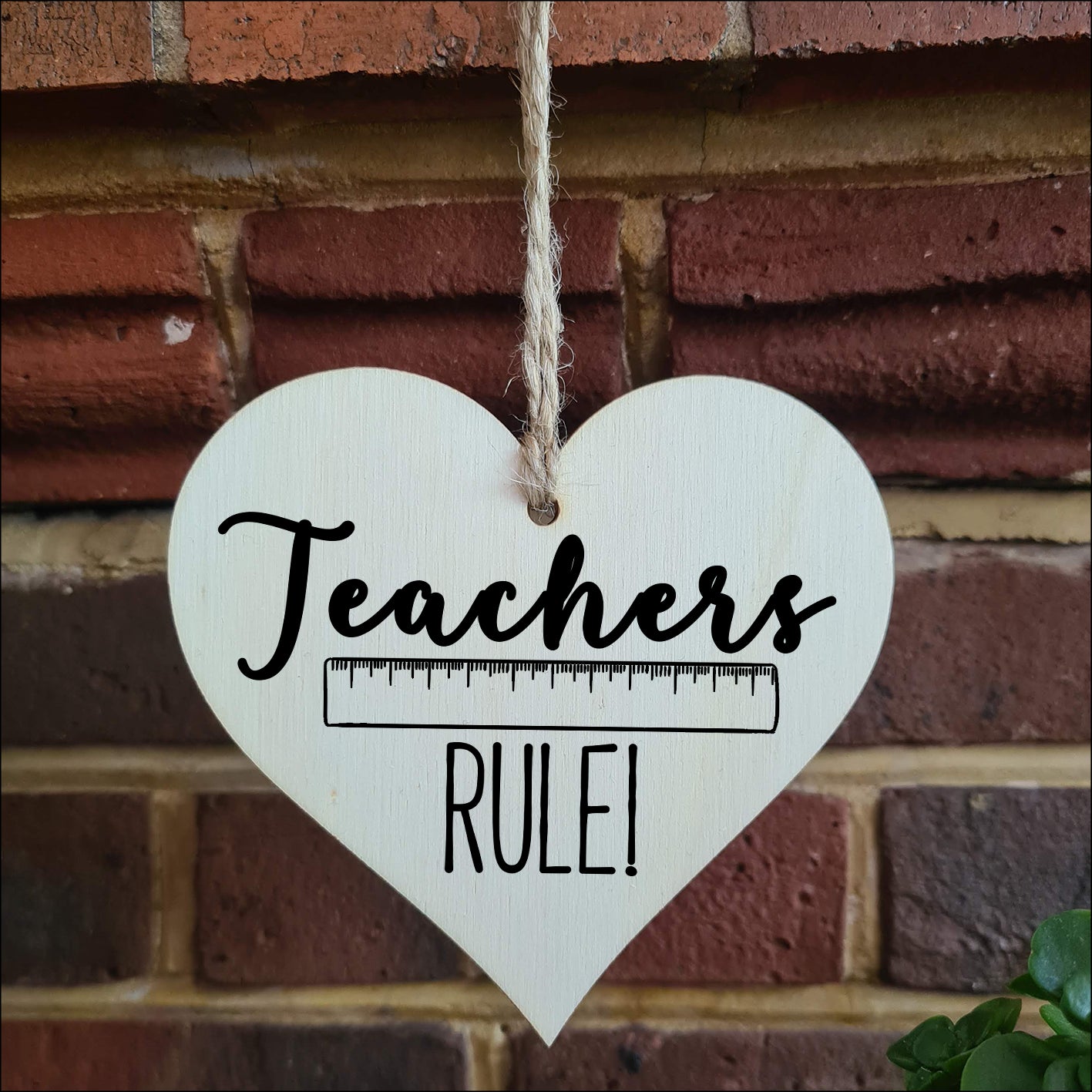 Handmade Wooden Hanging Heart Plaque Gift Teachers Rule fun novelty window wall hanger thank you gift teacher childminder distance learning home schooling