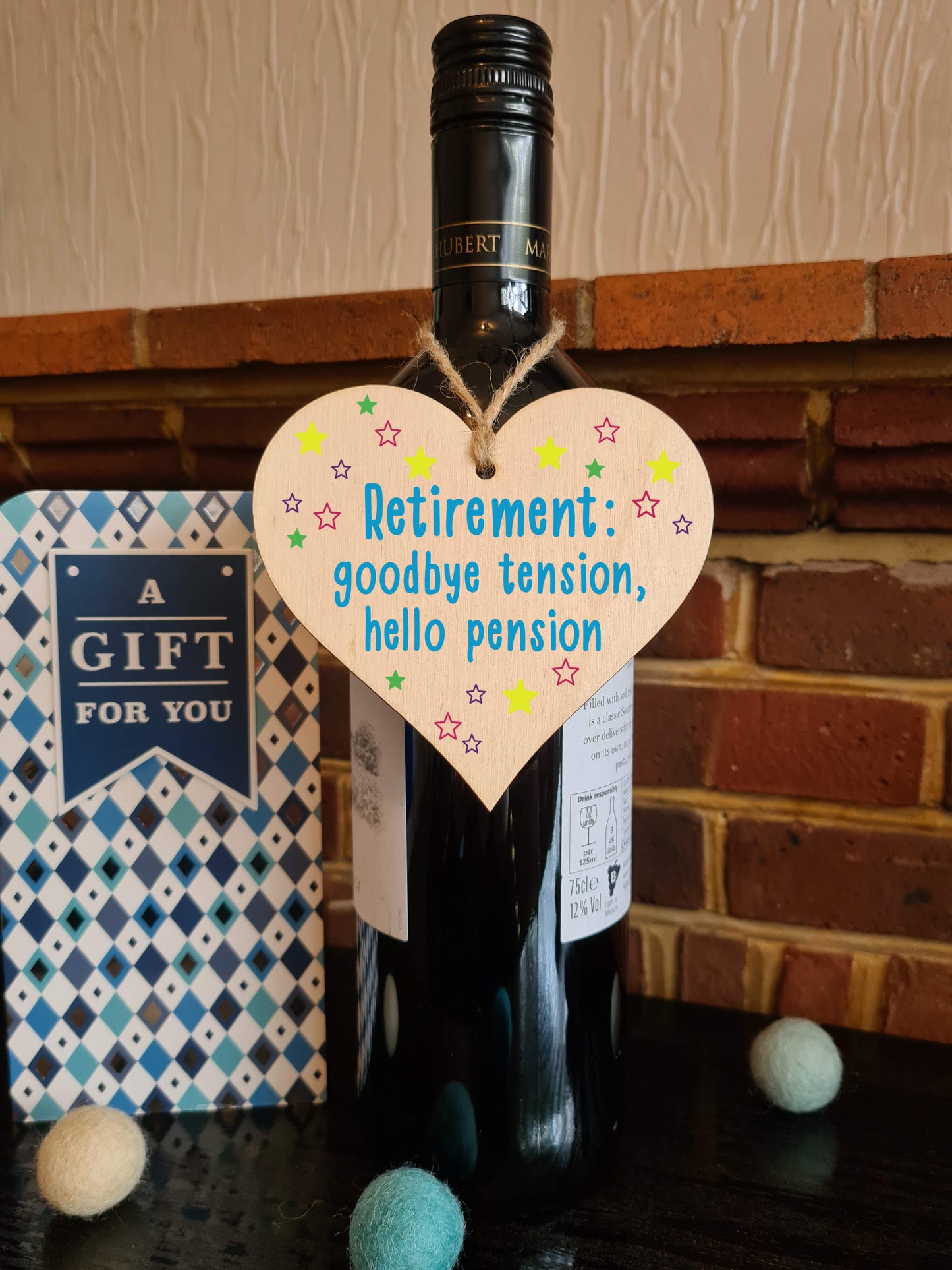 Handmade Wooden Hanging Heart Plaque Gift Goodbye Teansion Hello Pension Retirement Leaving Present Colleague Card Alternative