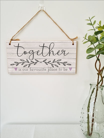 Together Favourite Place To Be Decorative Rustic Handmade Wooden Plaque Home Décor Hanging Sign Family Kitchen Gift