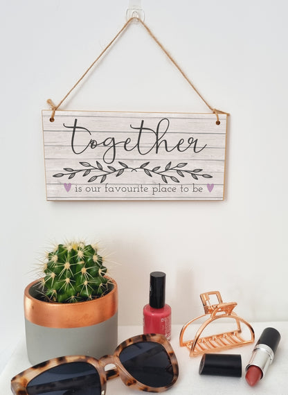 Together Favourite Place To Be Decorative Rustic Handmade Wooden Plaque Home Décor Hanging Sign Family Kitchen Gift