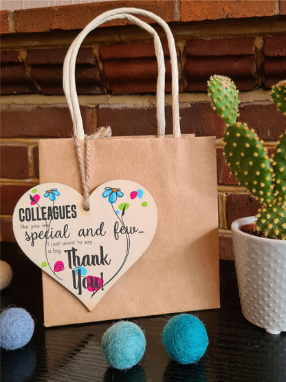 Colleagues Like You Special Thank You Hanging Heart Wooden Decoration Gift Leaving Work Card Alternative