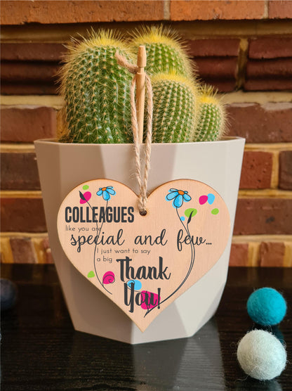 Colleagues Like You Special Thank You Hanging Heart Wooden Decoration Gift Leaving Work Card Alternative