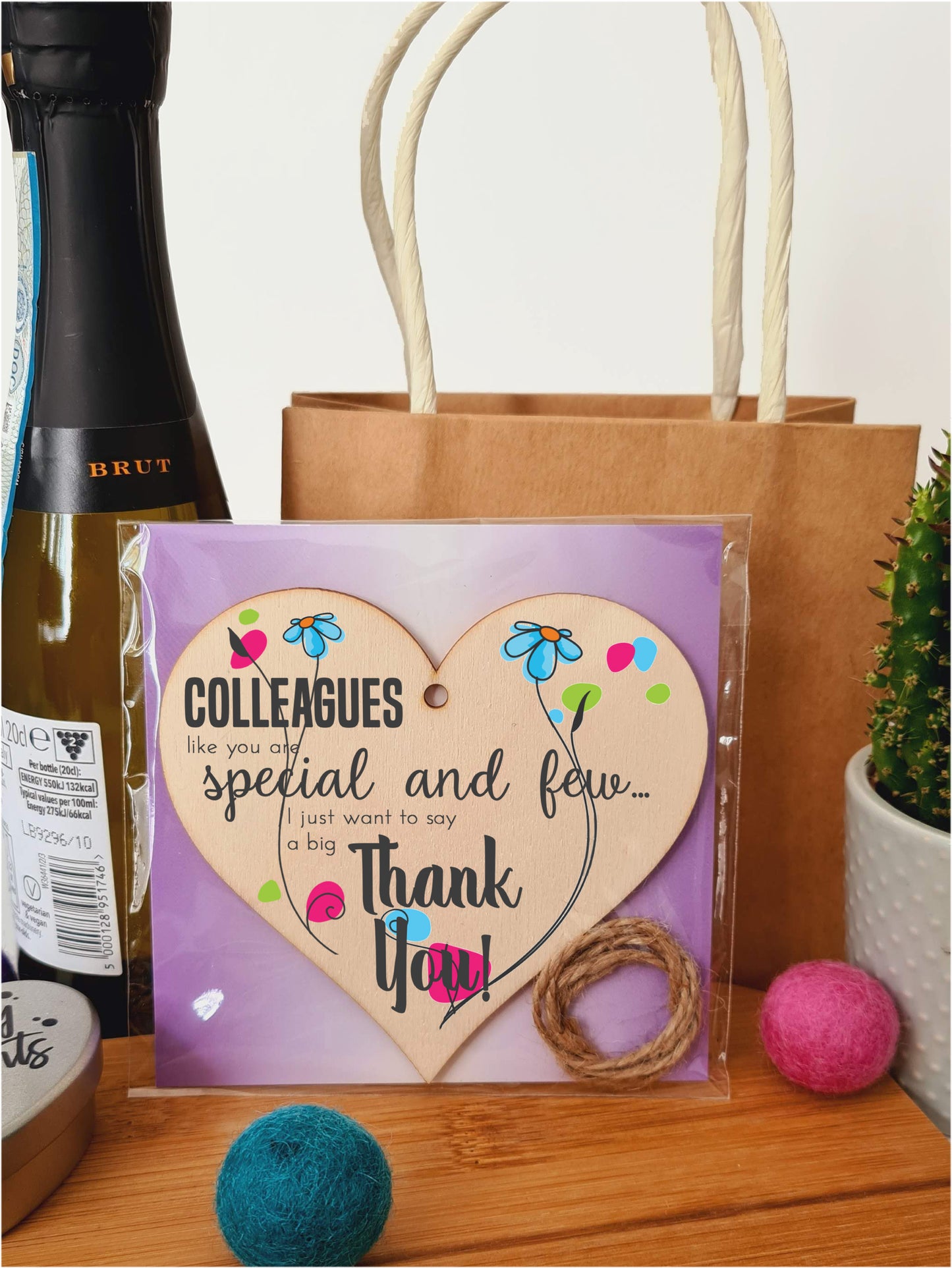 Colleagues Like You Special Thank You Hanging Heart Wooden Decoration Gift Leaving Work Card Alternative