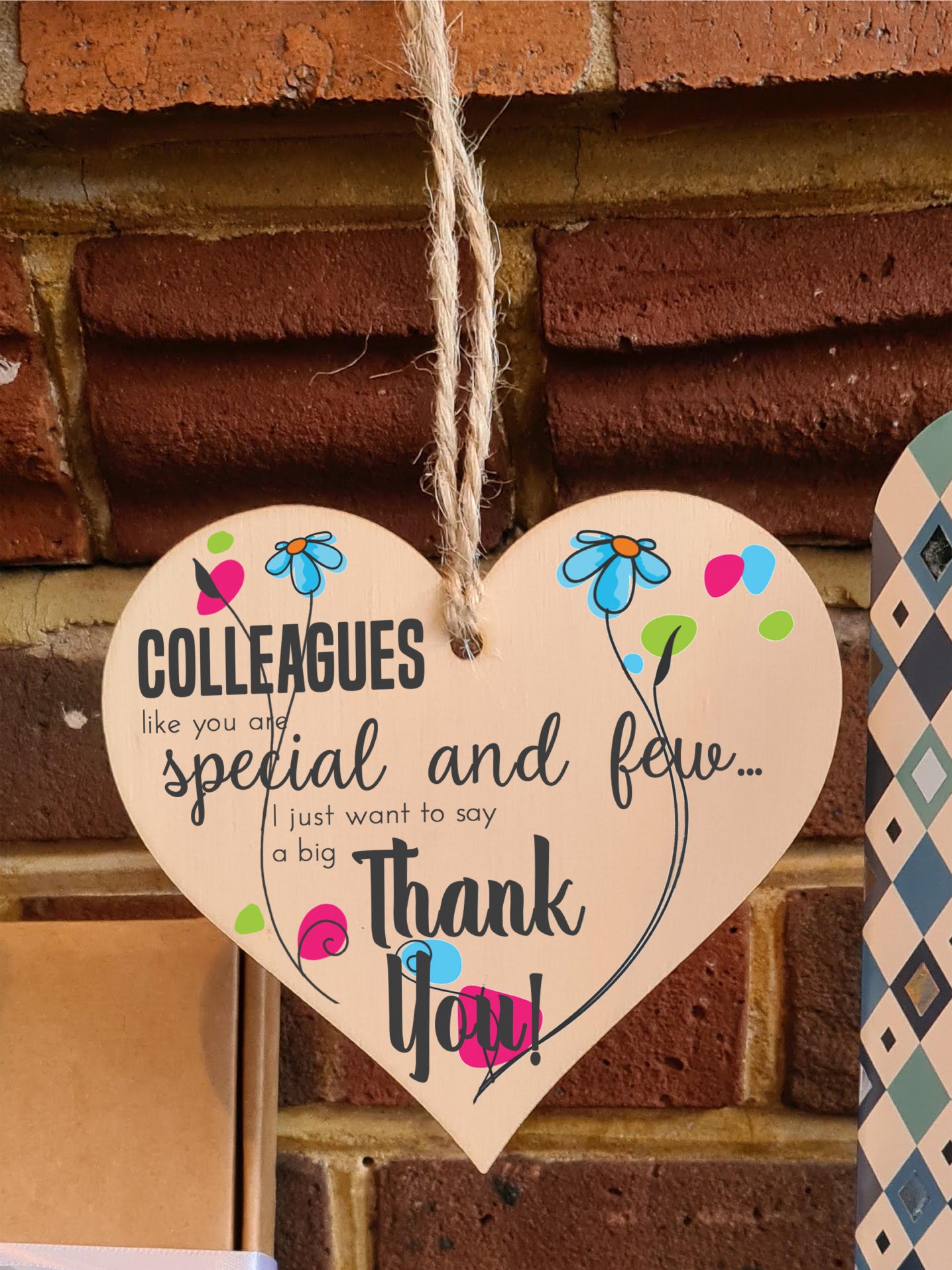 Colleagues Like You Special Thank You Hanging Heart Wooden Decoration Gift Leaving Work Card Alternative