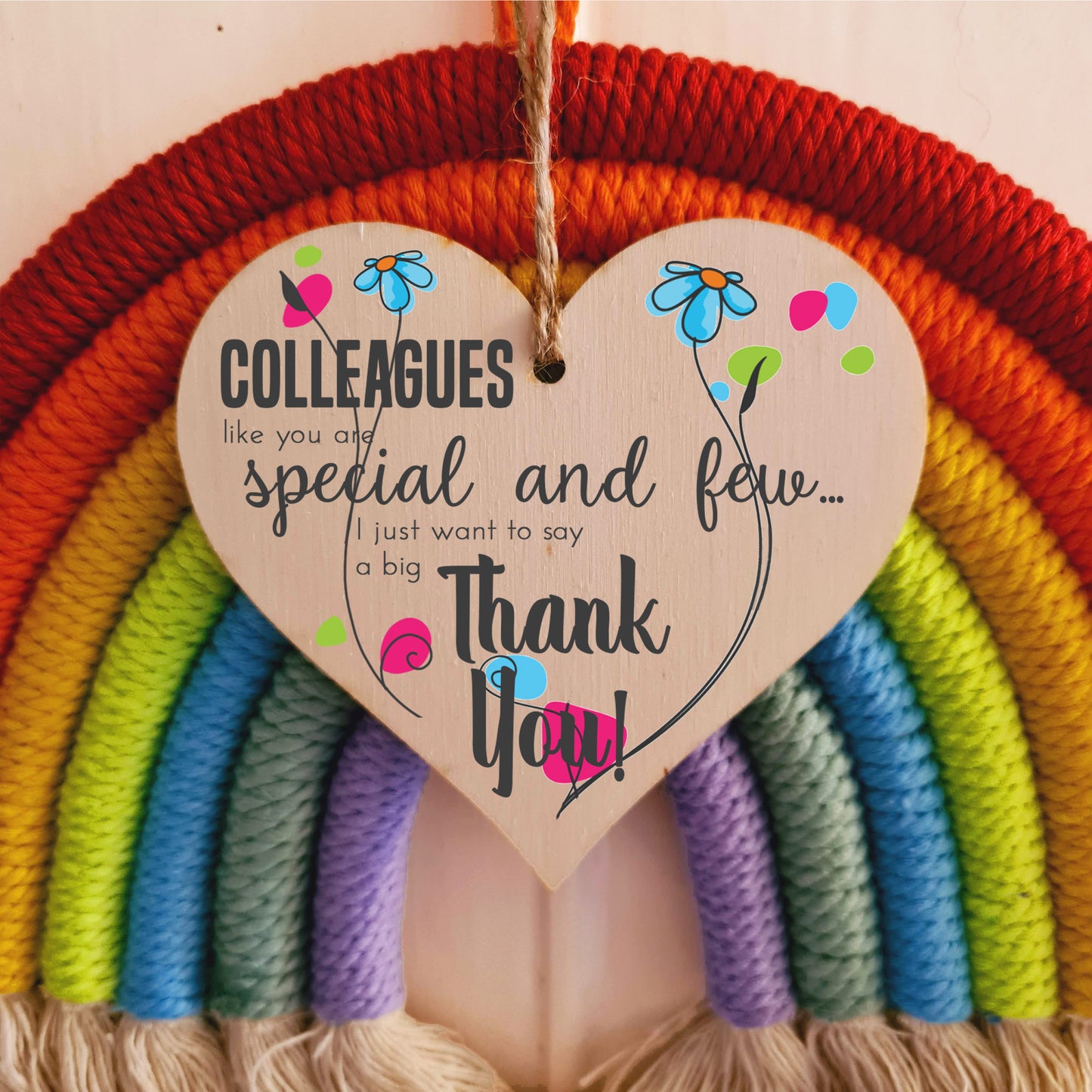 Colleagues Like You Special Thank You Hanging Heart Wooden Decoration Gift Leaving Work Card Alternative