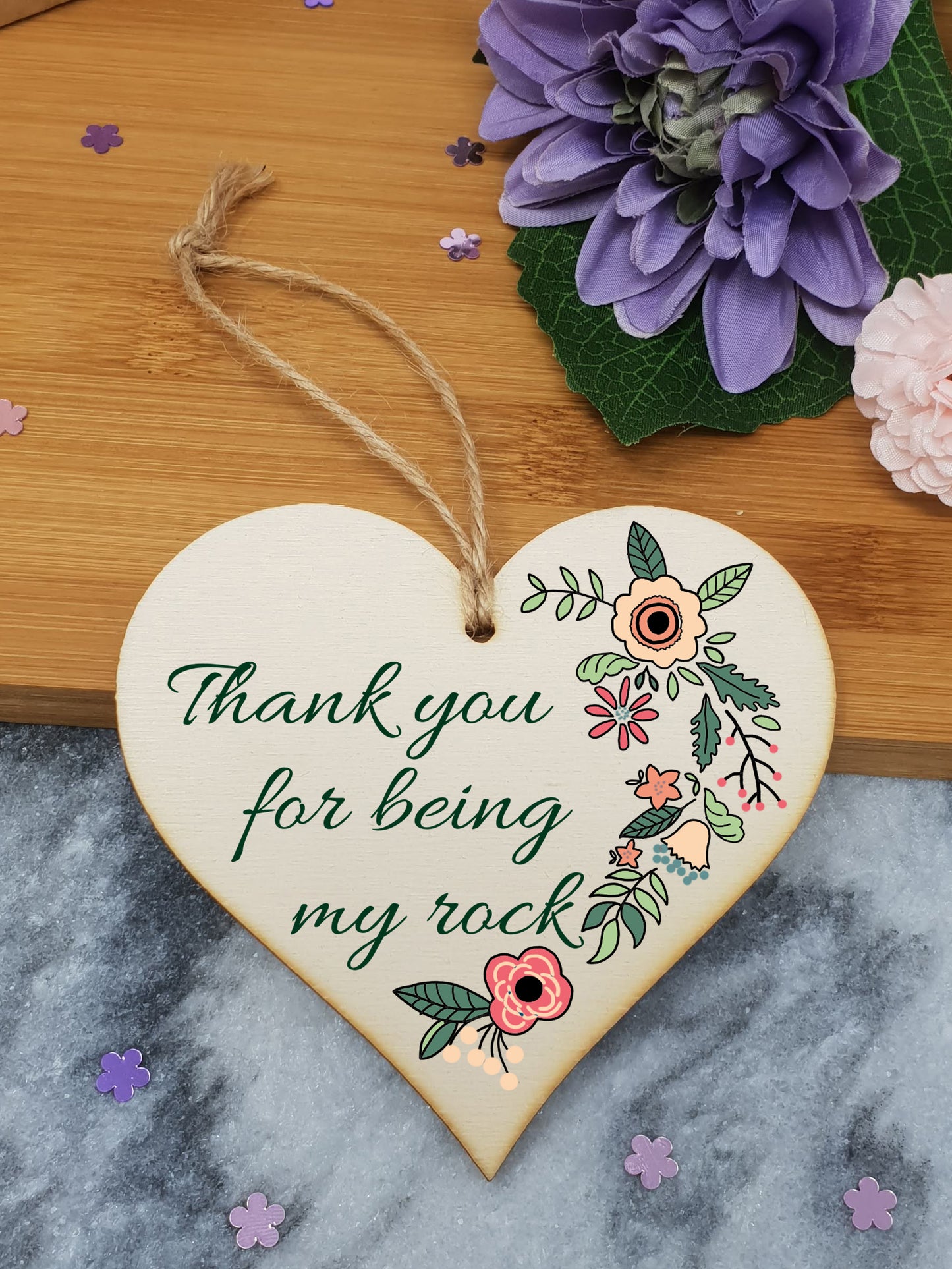 Handmade Wooden Hanging Heart Plaque Gift for Someone Special Thoughtful Thank you Keepsake Card Alternative