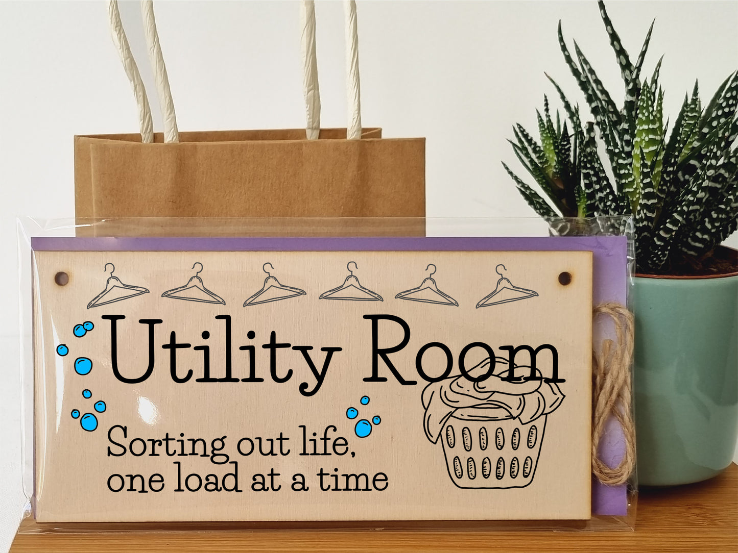 Handmade Wooden Hanging Wall Plaque Utility Room Sorting Out Life Funny Decorative Sign Kitchen Washing Room