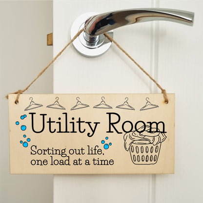 Handmade Wooden Hanging Wall Plaque Utility Room Sorting Out Life Funny Decorative Sign Kitchen Washing Room