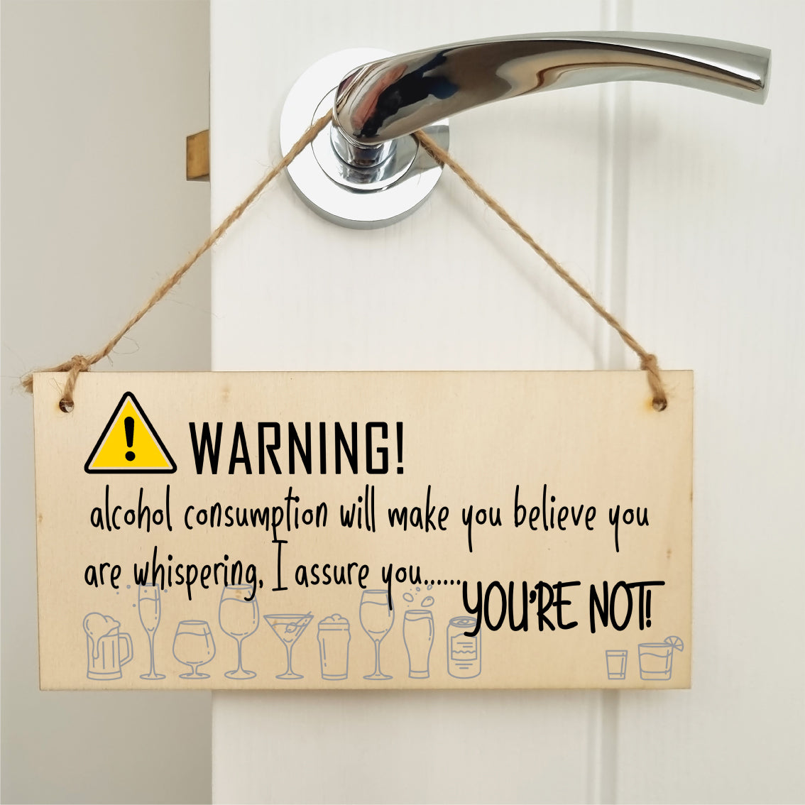 Handmade Wooden Hanging Wall Plaque Warning Alcohol Make You Think You Are Whispering Rude Funny Sign Home Bar