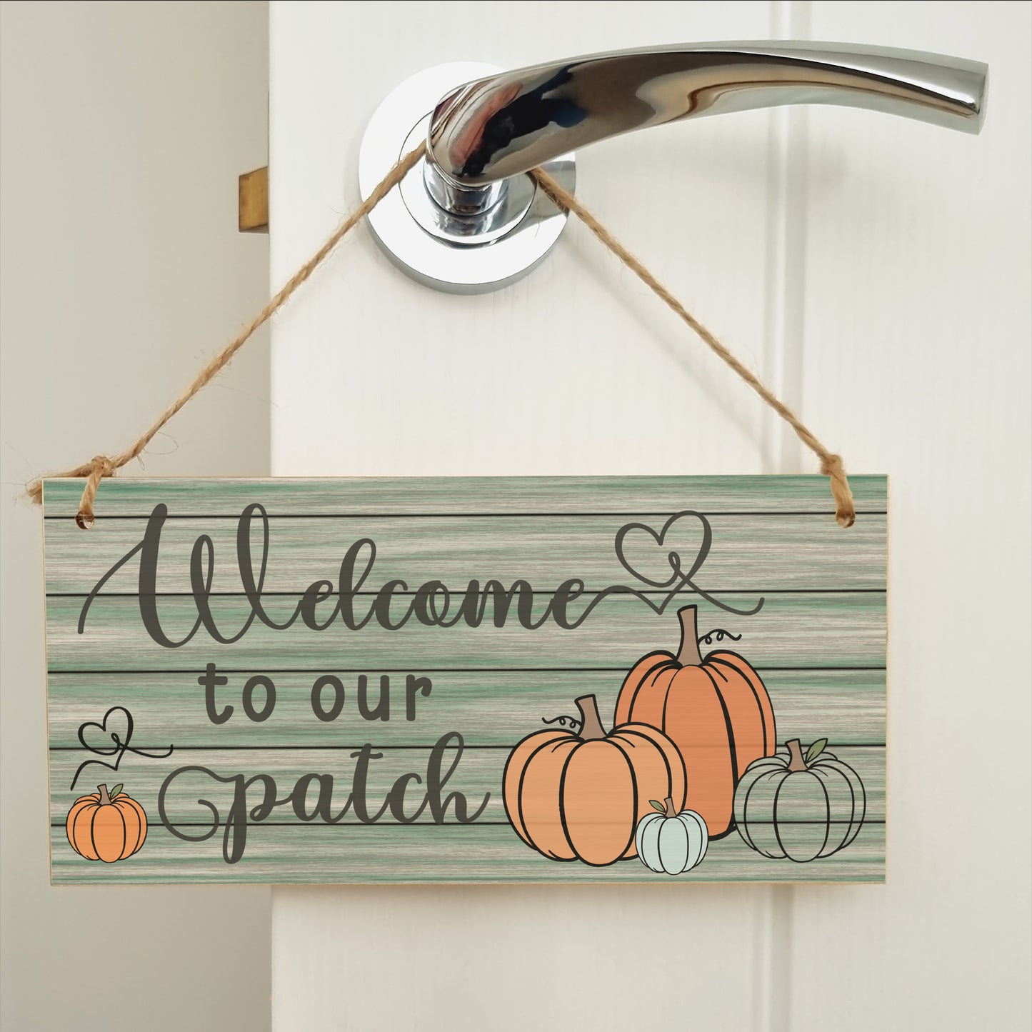 Welcome to our Patch Seasonal Rustic Decorative Pumpkin Sign Handmade Wooden Hanging Wall Plaque Gift Hallway Home Décor