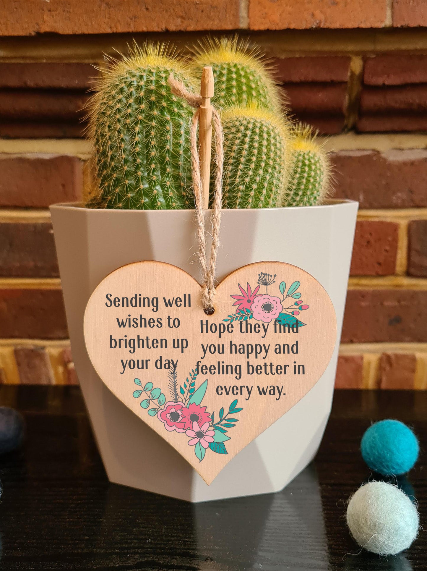 Handmade Wooden Hanging Heart Plaque Gift to Say Sorry Commiserations Sympathy Card Alternative