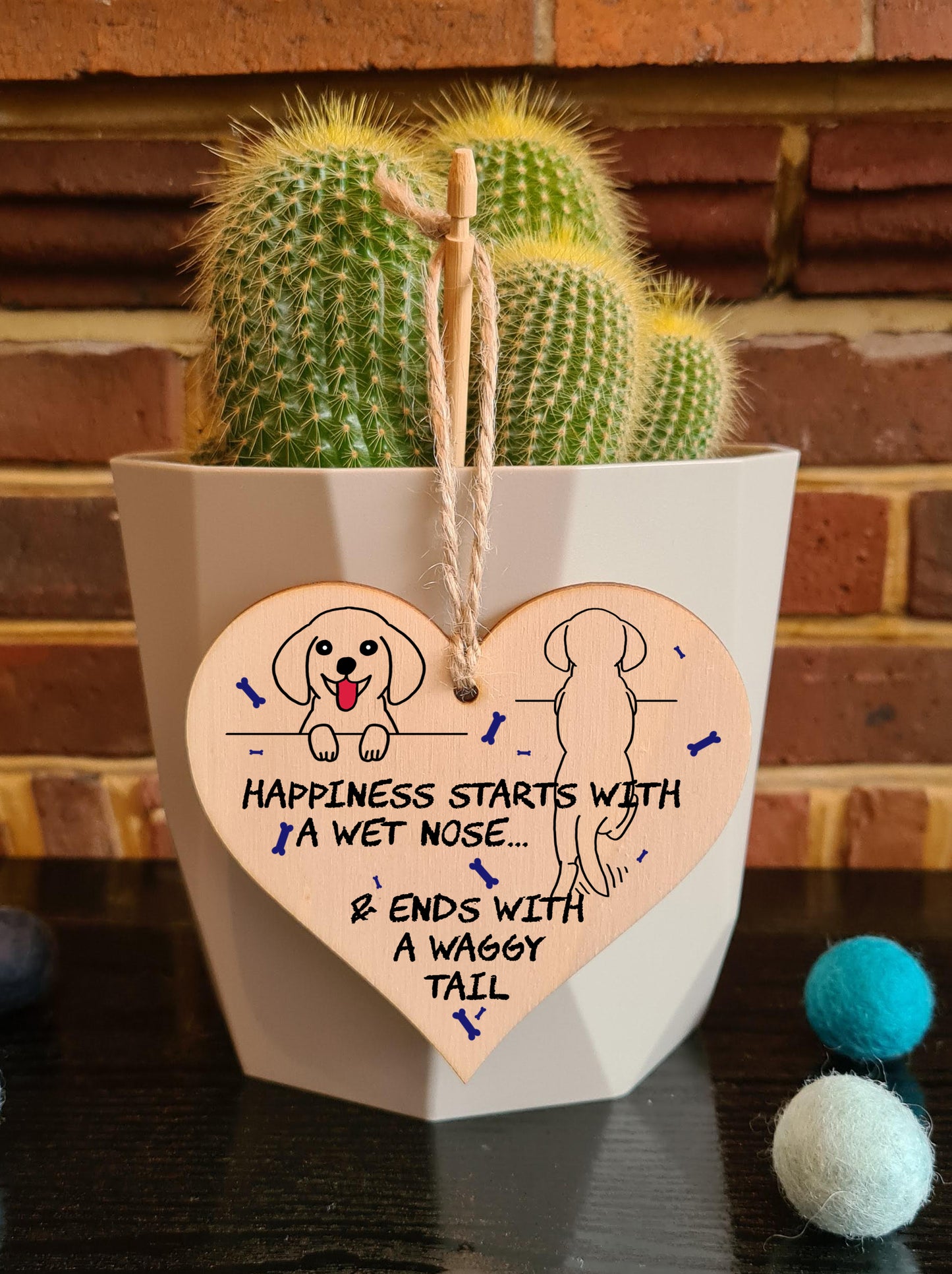 Handmade Wooden Hanging Heart Plaque Gift Perfect for Dog Lovers Pet Keepsake Novelty Decoration