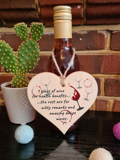 Handmade Wooden Hanging Heart Plaque Gift Wine Glass Dance Moves Funny Novelty Card Alternative Wall Hanger Bottle Decoration