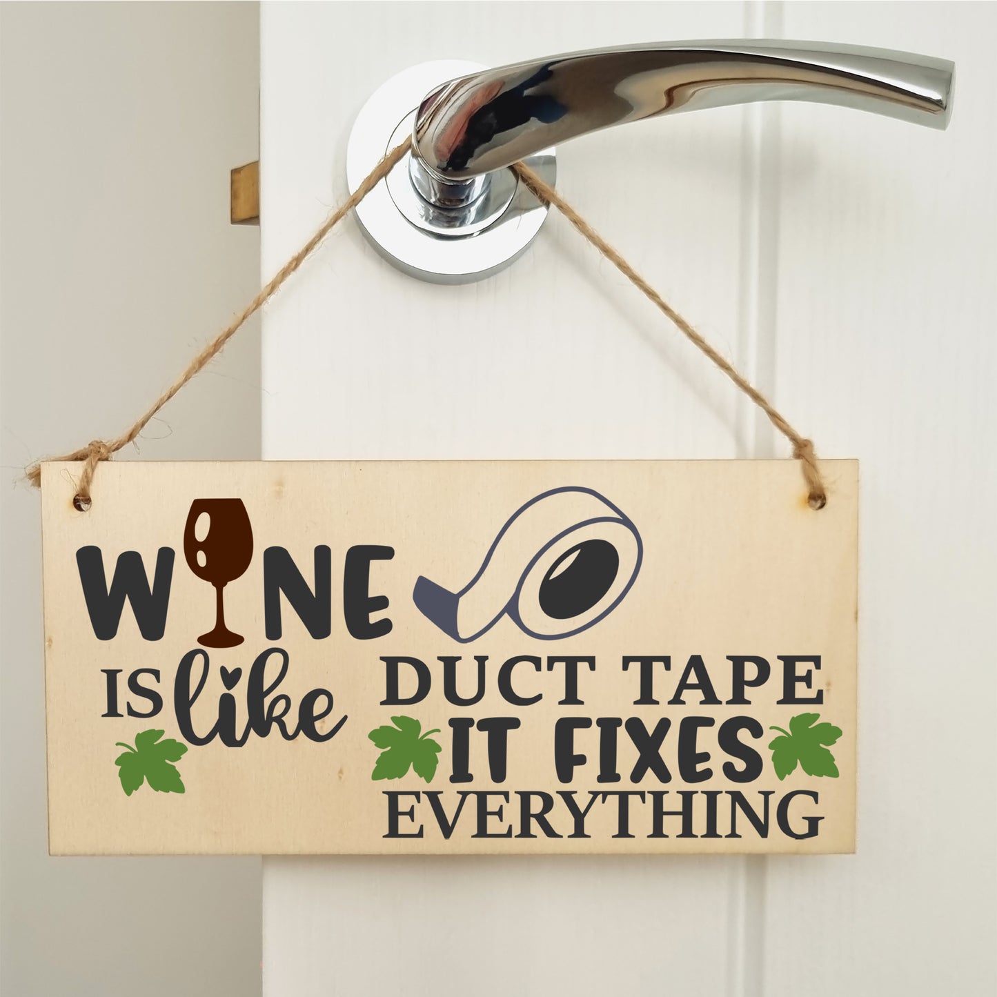 Wine Like Duct Tape Fixes Everything Novelty Handmade Wooden Hanging Wall Plaque Gift Home Bar Sign Decoration