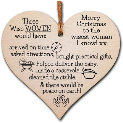 Handmade Christmas Hanging Wooden Heart Plaque Decoration Gift for amazing women mum daughter novelty funny decoration festive bauble