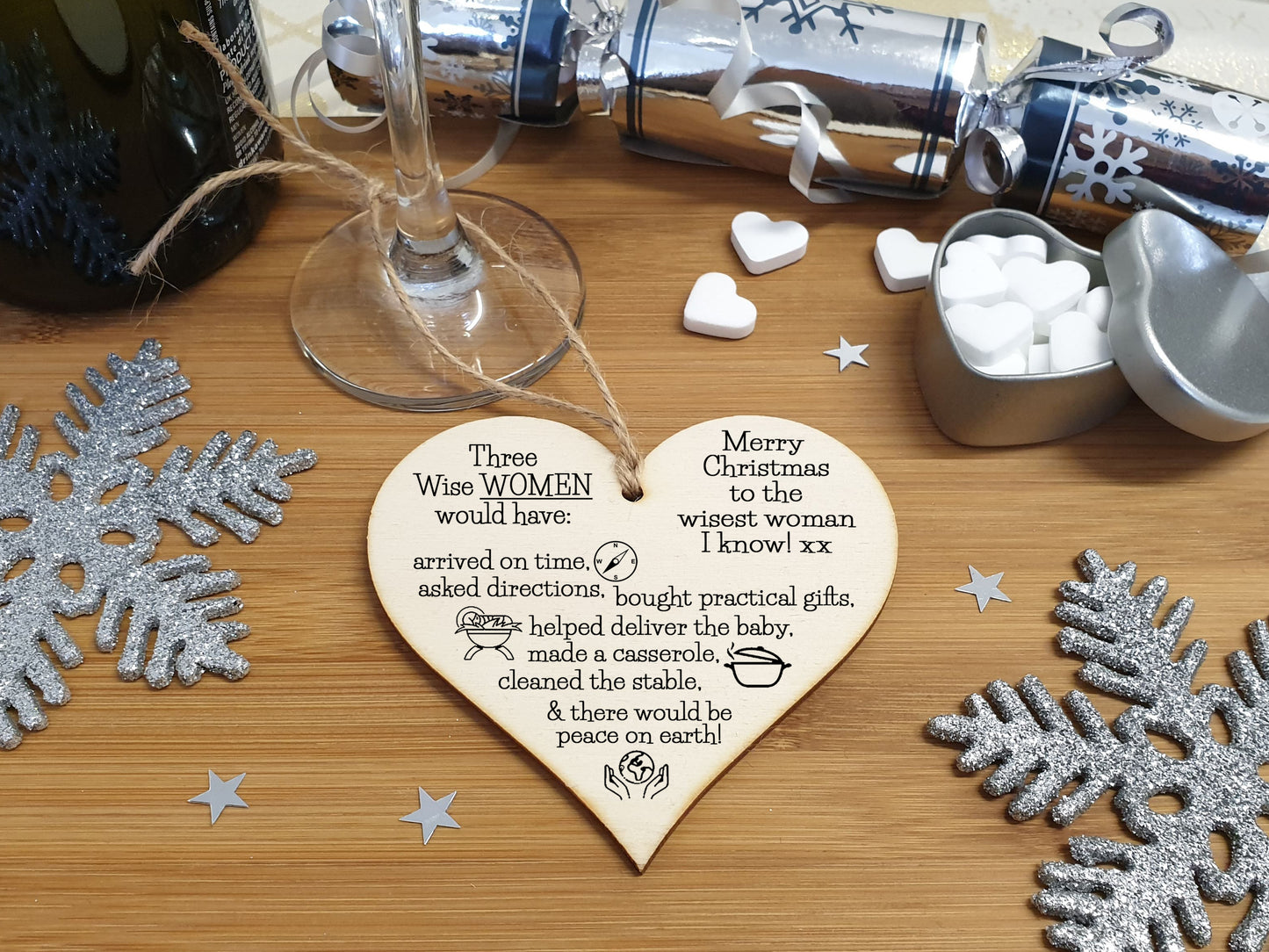 Handmade Christmas Hanging Wooden Heart Plaque Decoration Gift for amazing women mum daughter novelty funny decoration festive bauble