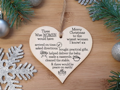 Handmade Christmas Hanging Wooden Heart Plaque Decoration Gift for amazing women mum daughter novelty funny decoration festive bauble