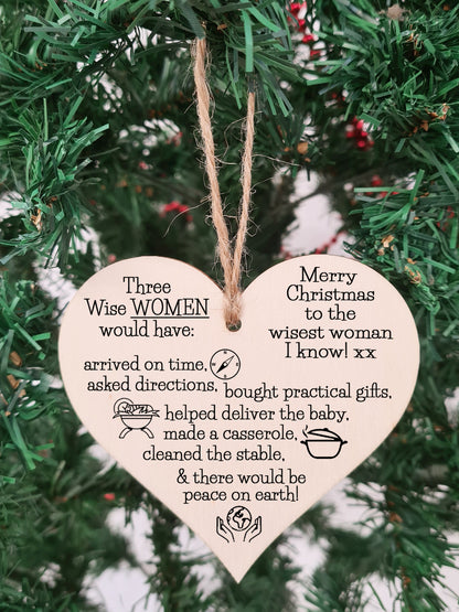 Handmade Christmas Hanging Wooden Heart Plaque Decoration Gift for amazing women mum daughter novelty funny decoration festive bauble