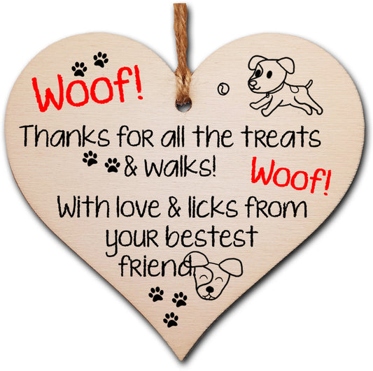 Handmade Wooden Hanging Heart Plaque Gift for Dad this Fathers Day Dog Novelty Fun Keepsake