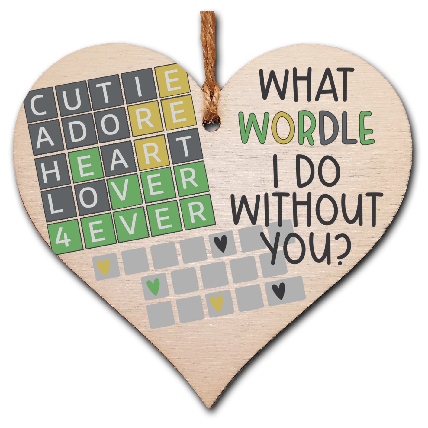 Handmade Wooden Hanging Heart Plaque Gift What Would I Do Without You Wordle Funny Cute Play on Words