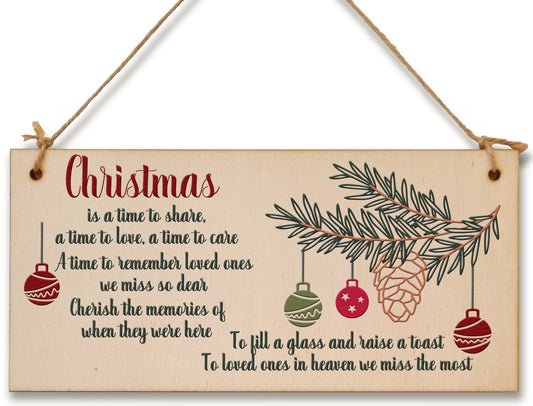 Christmas Time to Share Remember Loved Ones Sympathy Remembrance Decorative Sign Handmade Wooden Hanging Wall Plaque Gift