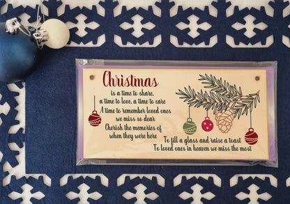 Christmas Time to Share Remember Loved Ones Sympathy Remembrance Decorative Sign Handmade Wooden Hanging Wall Plaque Gift