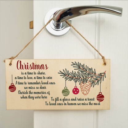 Christmas Time to Share Remember Loved Ones Sympathy Remembrance Decorative Sign Handmade Wooden Hanging Wall Plaque Gift