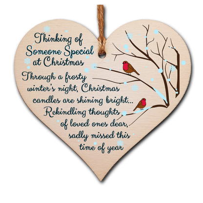 Handmade Wooden Christmas Hanging Heart Plaque Gift Thing of someone special sentimental missing you rememberance lost loved ones tree decoration